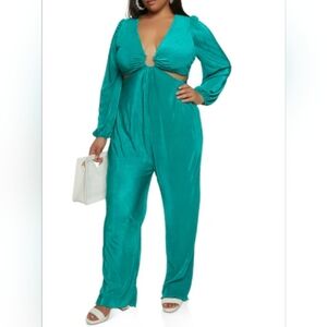 Teal Side Cut Jumpsuit